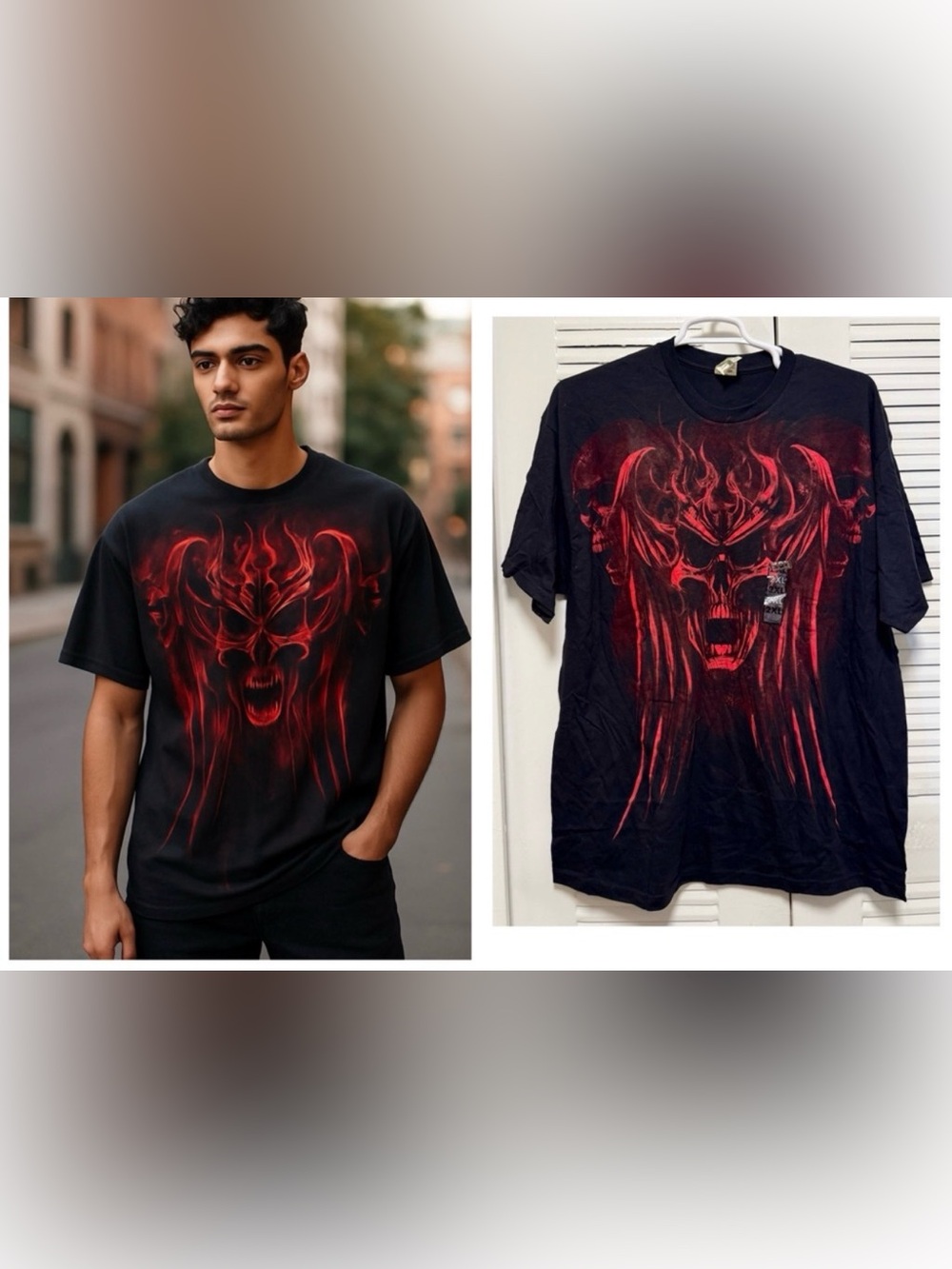 New -Vintage Delta Pro Weight Men’s Black Skull Graphic Cotton  T-Shirt 2XL‎